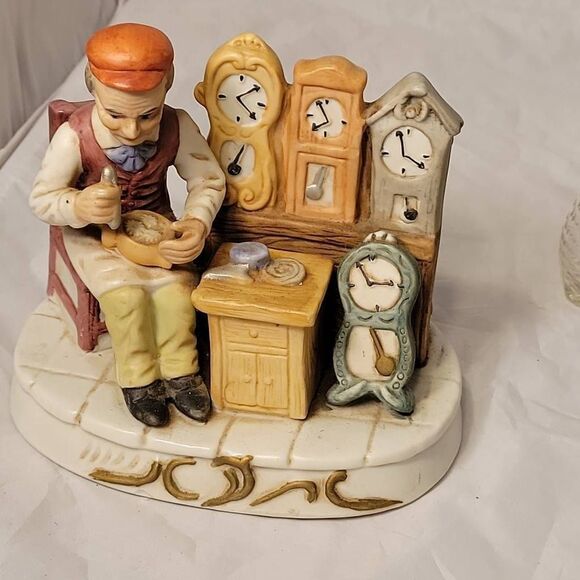 VTG Watchmaker Watch Hallmark Horologist Porcelain Charming Hand Painted Figure - Picture 2 of 13